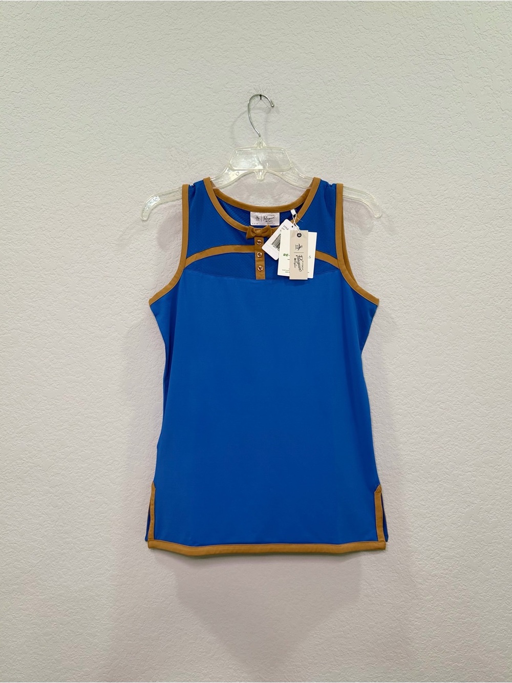 NWT Original Penguin Blue Tank Top with Tan Trim